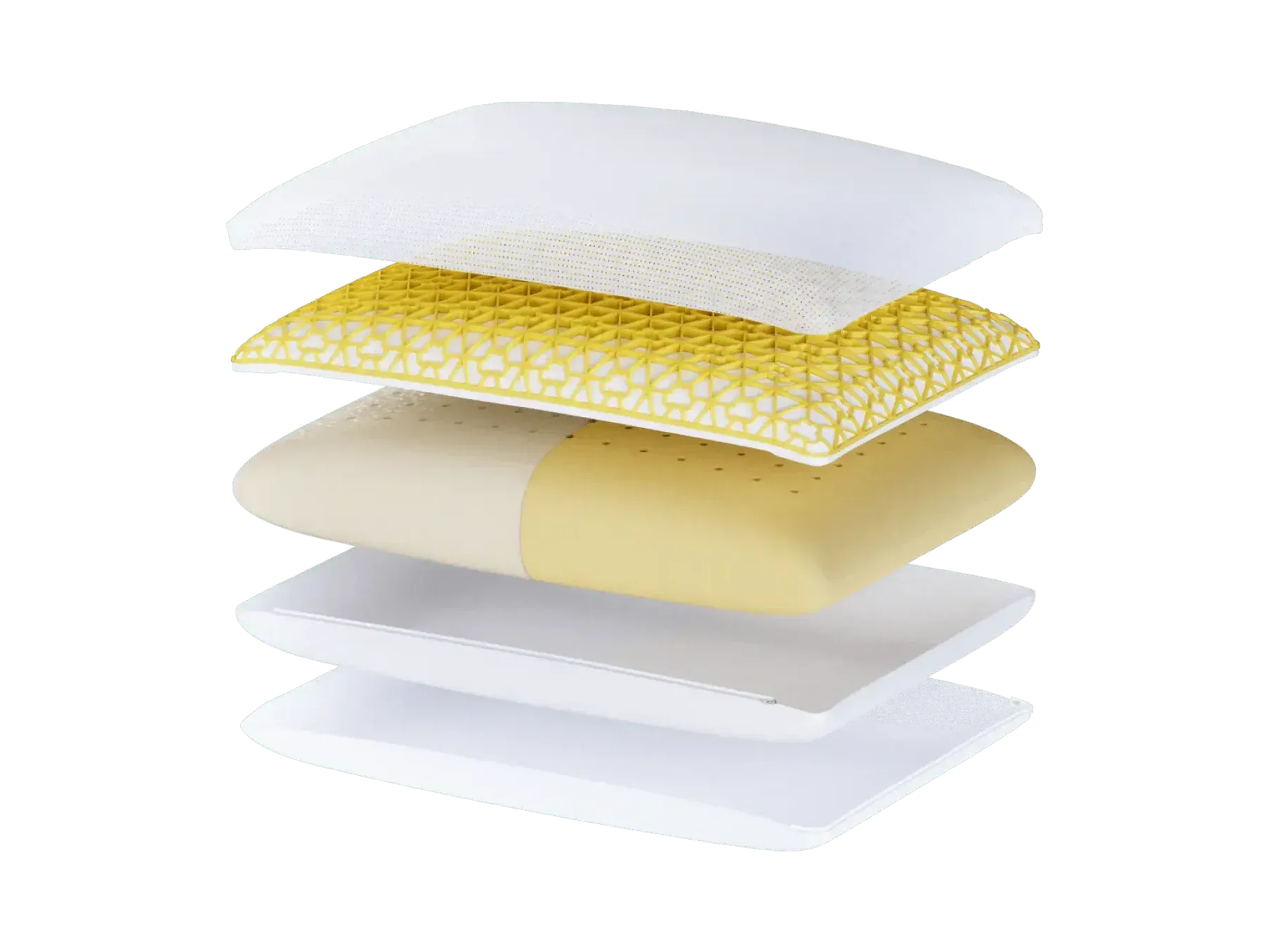 Querschnitt eines curakissen® Memory-Foam-Kissens mit Viscoschaum und ergonomischer Wellenform
