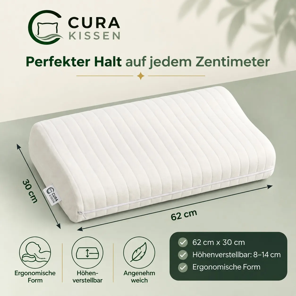 CuraKissen® Ortho Plus – orthopädisches Nackenstützkissen mit Variosystem