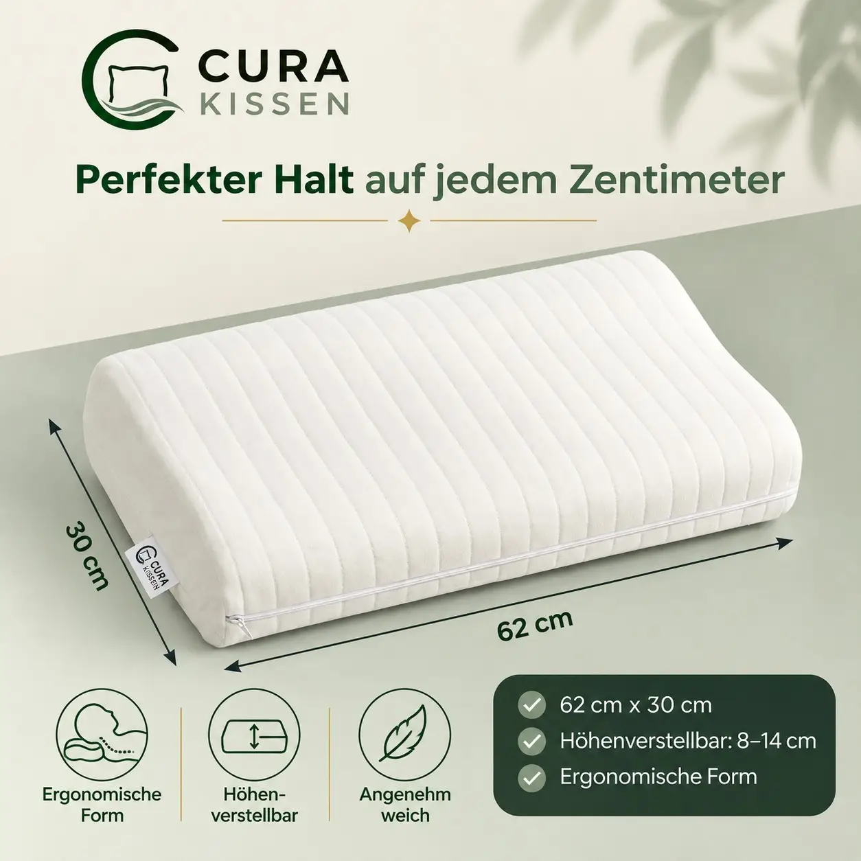 CuraKissen® Ortho Plus – orthopädisches Nackenstützkissen mit Variosystem